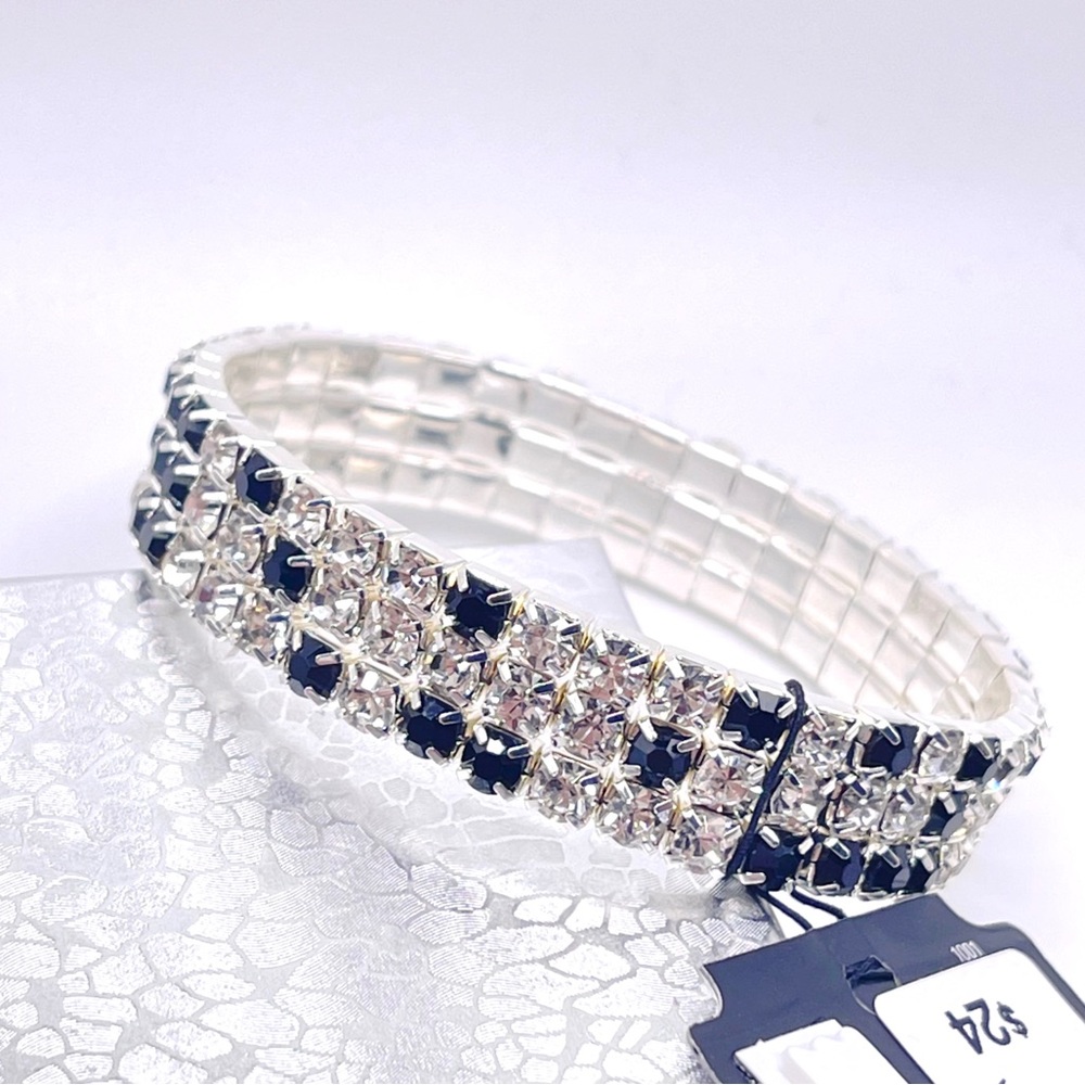 Vieste - Crystal Collection Triple Row Simulated Crystal Stretch Bracelet